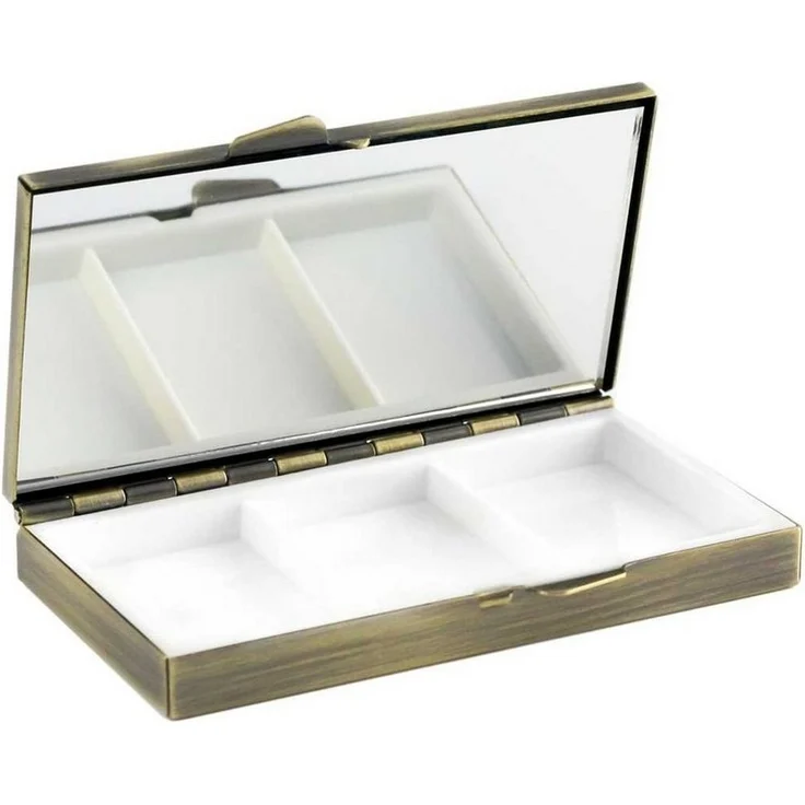 Lantelme Pillendose mit Spiegel klein mini handlich Medikamentenbox Messing Tablettenbox (1 St), Messing – Bild 5