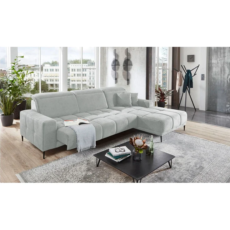 Komfort-Wohnlandschaft Luan / Livorno, Stoff, Grau, 286 x 107 x 195 cm – Bild 2