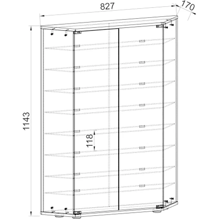 MID.YOU Vitrine Benila, hängend, 4 Fächer, Silber, Glas, 83x114x17 cm – Bild 2