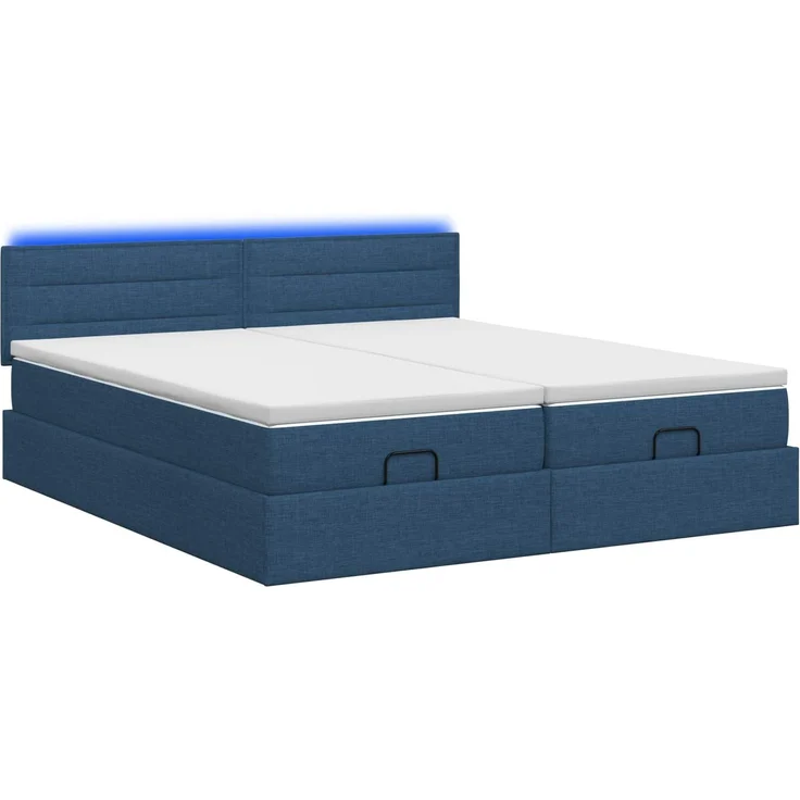 vidaXL Ottoman-Bett mit Matratze und LED Blau 200 x 200 cm Stoff 3457265 – Bild 9
