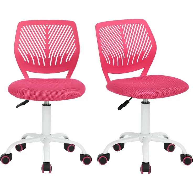 FurnitureR 2 Stück Home Office Stuhl, ergonomisch, verstellbar, Höhe Swivel Rolling, Computerstuhl, bunt, für das Büro zu Hause, Rosa, Metall, Rosa, 38,5 x 40 x 75 cm – 87 cm