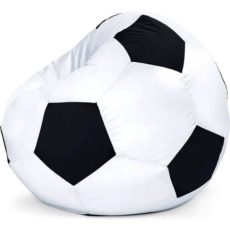 Green Bean® Fußball-Sitzsack mit 250L EPS Perlen, Polyester-PVC-Gemisch Schwarz / Weiß, Ø 90 cm