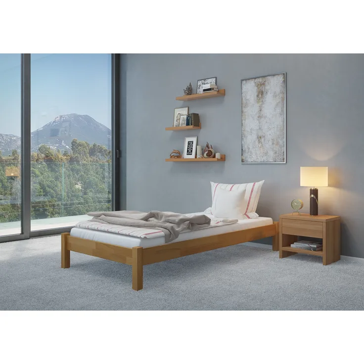 Erst-Holz Einzelbett Futonbett 80x200 Massivholz Buchebett massiv Rollrost Matratze 60. 84-08 M