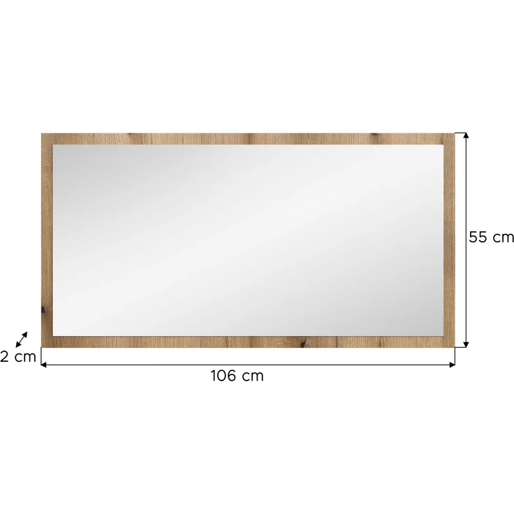 Spiegel (B/H/T: 106x55x2 cm) in Evoke Oak/Spiegelglas – Bild 3