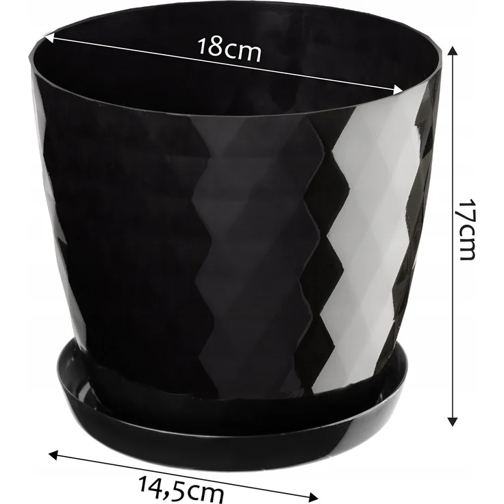 KADAX Kunststoff-Blumentopf mit Ständer, Blumentopf-Abdeckung für Blumen, 18 cm, Schwarz – Bild 2
