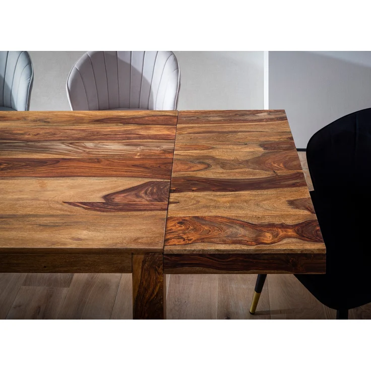 Esszimmertisch Sheesham Massivholz 120-200cm verlängerbar Rechteckig Schlicht – Bild 5