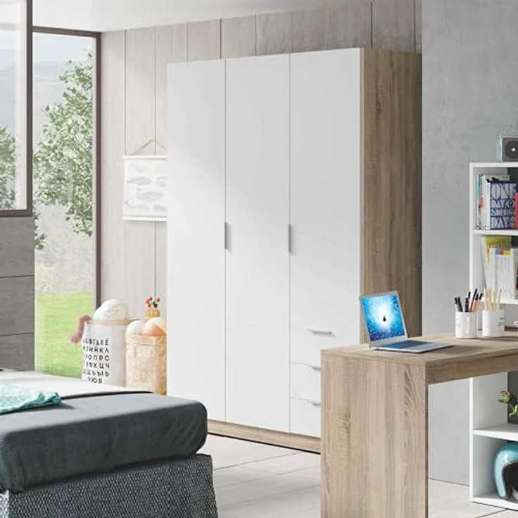 Muebles Pitarch | Bücherregal für Büro oder Arbeitszimmer mit 4 Regalen, Wohnzimmer-Bücherregal, Cambrian Eiche, 196,5 x 75,5 x 33 cm (Höhe x Breite x Tiefe), einfach, elegant und robust – Bild 7
