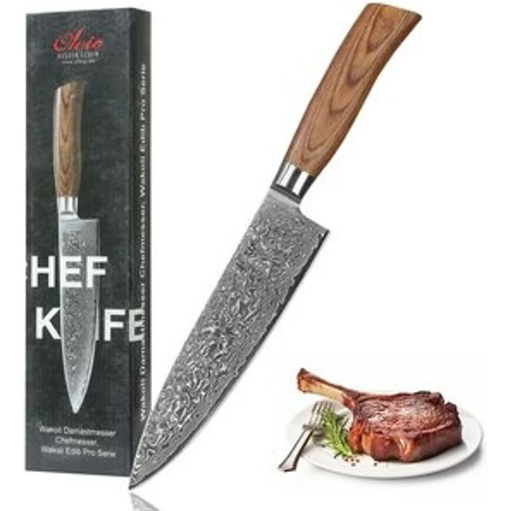 Wakoli Kochmesser EDIB Pro Damast Chefmesser I 20cm Klinge I Pakkaholzgriff, 67 Lagen Damaststahl, VG-10 Stahlkern – Bild 6