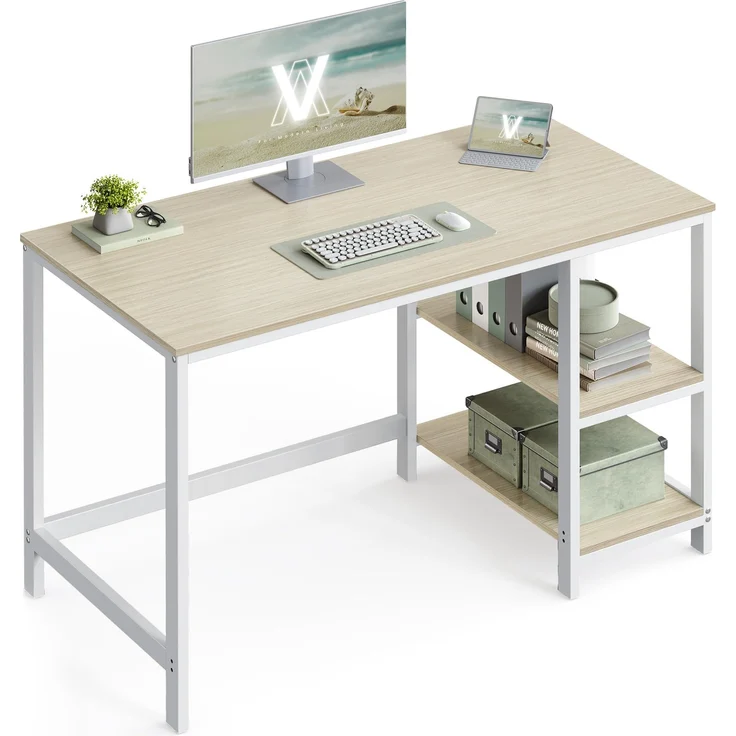 VASAGLE Tisch, Computertisch, Bürotisch, 120 x 60 x 76 cm, moderner Stil, für Arbeitszimmer, Schlafzimmer, Wohnzimmer, naturbeige-perlweiß LWD047N02