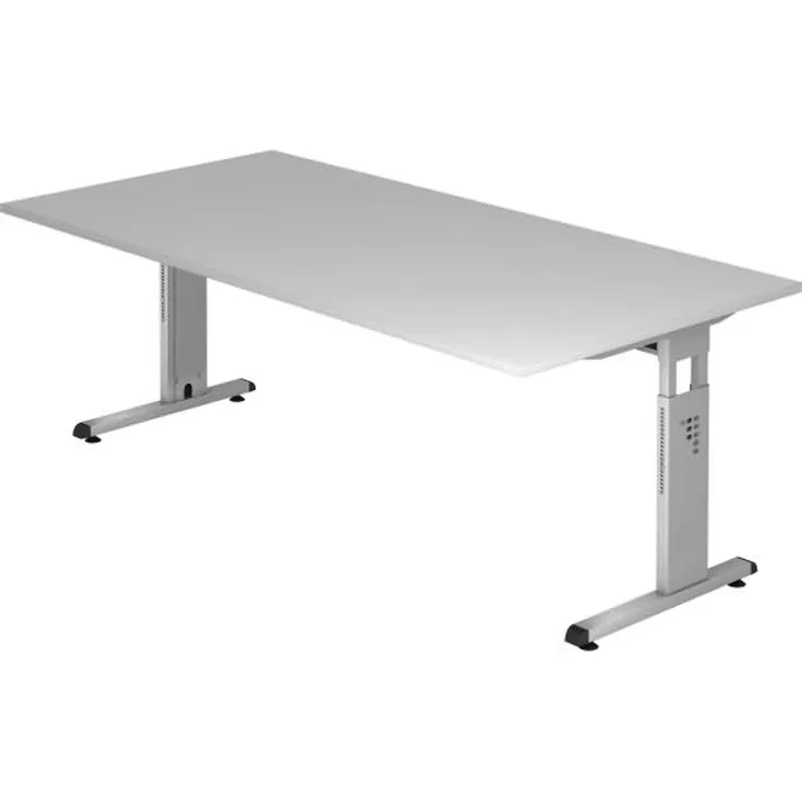 Schreibtisch OS2E C-Fuß 200x100cm Grau Gestellfarbe: Silber