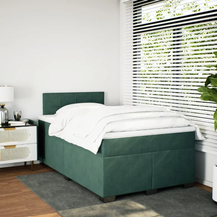 vidaXL Boxspringbett mit Matratze Dunkelgrün 120x190 cm Samt 3286261 – Bild 3