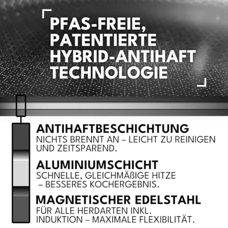 Onyx Cookware Bratpfanne 28 cm, beschichtet, Induktion, kratzfest, ofenfest bis 260°C, PFAS-frei, 3-Schicht Edelstahl/Aluminium – Bild 3