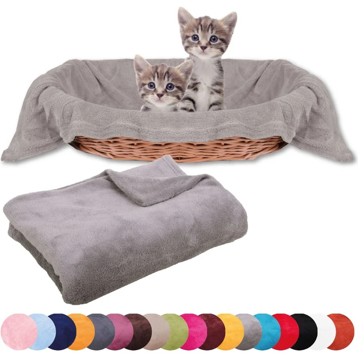 Haustierdecke Katzendecke Kuscheldecke Tierdecke , angenehm und super weich in vielen verschiedenen Farben erhältlich (70x100 cm / hellgrau - steingrau) – Bild 2