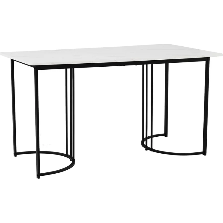 TavilaEcon Esstisch Multifunktionaler Esstisch mit modernem Marmor-Muster weiß 75 × 80 × 140 cm (H × T × B) – Modell WF314889AAS – Bild 7