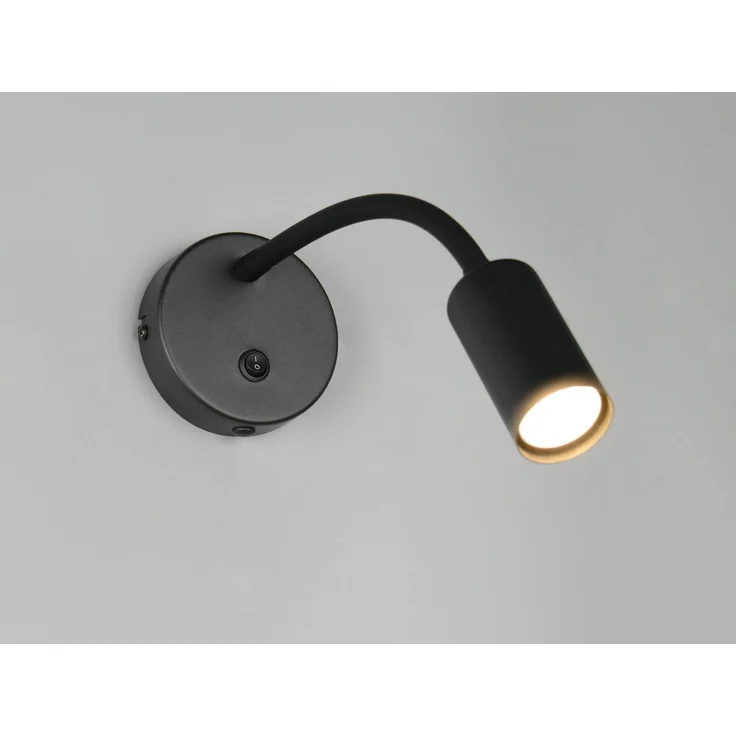Schwanenhals Leselampe TARYN Schwarz mit Schalter, Breite 10cm – Bild 3