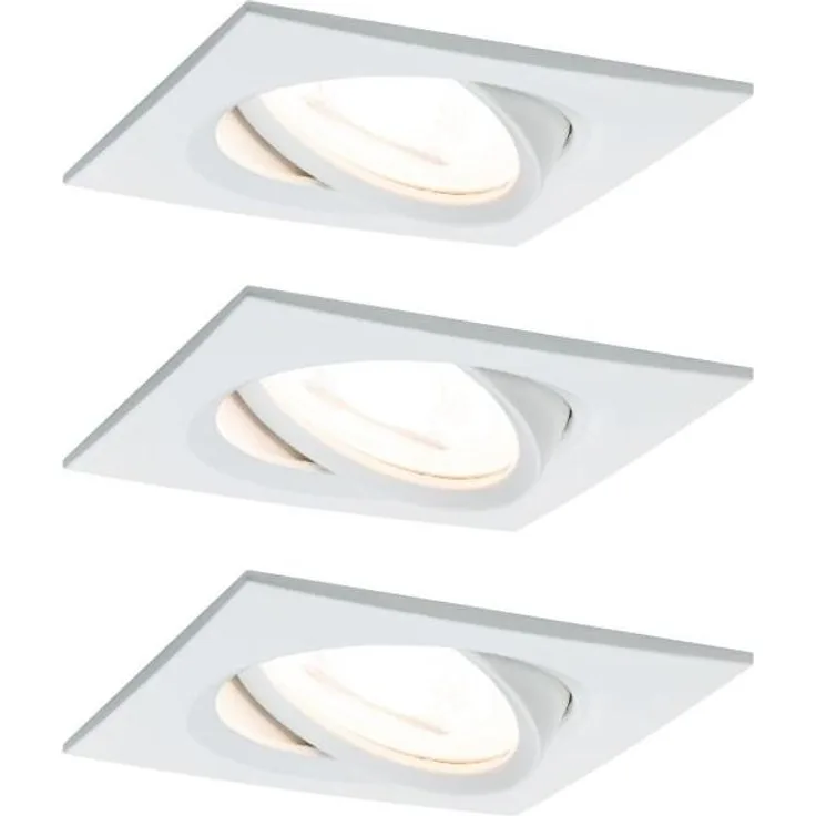 Paulmann No. 93436 LED Einbauleuchte Nova eckig 6,5W GU10 Weiß matt 3er-Set schwenkbar