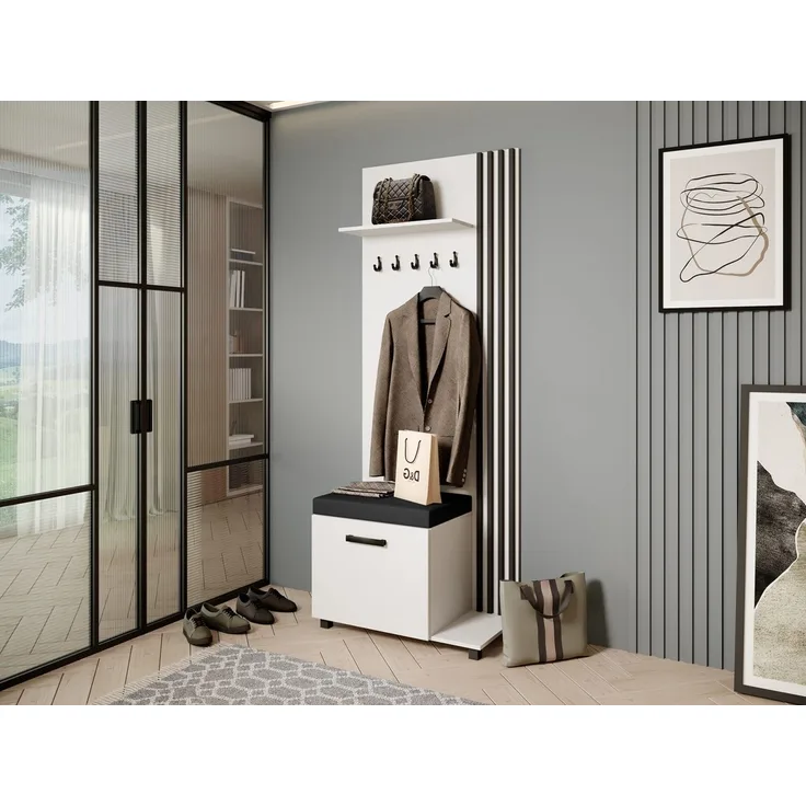 Beautysofa Garderobenschrank Garderobenschrank mit Aufhängern LIVIA (Mit eleganten Kleiderbügeln) mit Verschließbarer Schuhschrank