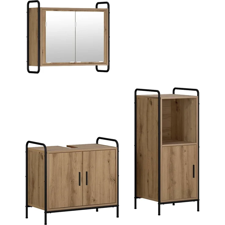 vidaXL Badezimmerschrank-Set 3 stk. Artisan-Eiche 40 x 36 x 99,5 cm 3444500 – Bild 2