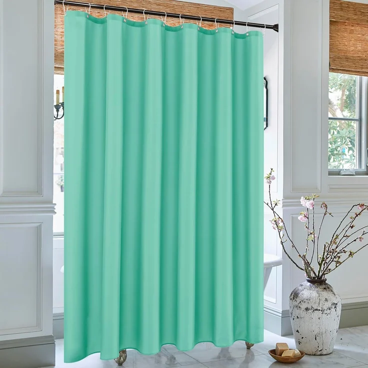 Stoff Duschvorhang 183 × 183 cm Türkis, Wasserresistent, Rustproof Ösen, Gewichteter Saum – Bild 7