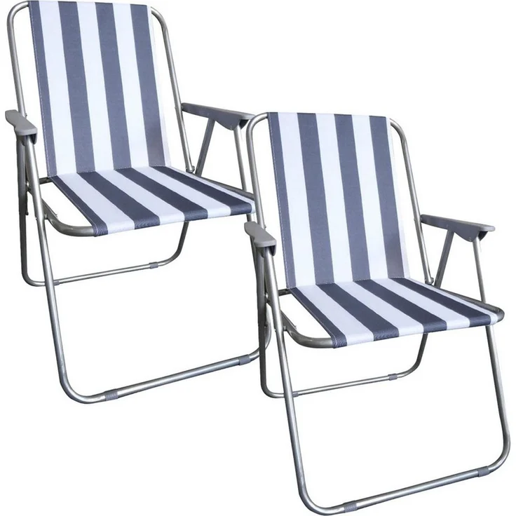 Westerholt Klappstuhl Klappbarer Campingstuhl Blau-Weiß, Robustes Stahlrohrgestell (2 St), Platzsparender Faltstuhl Strandstuhl Balkonstuhl mit 600D Polyester – Bild 2