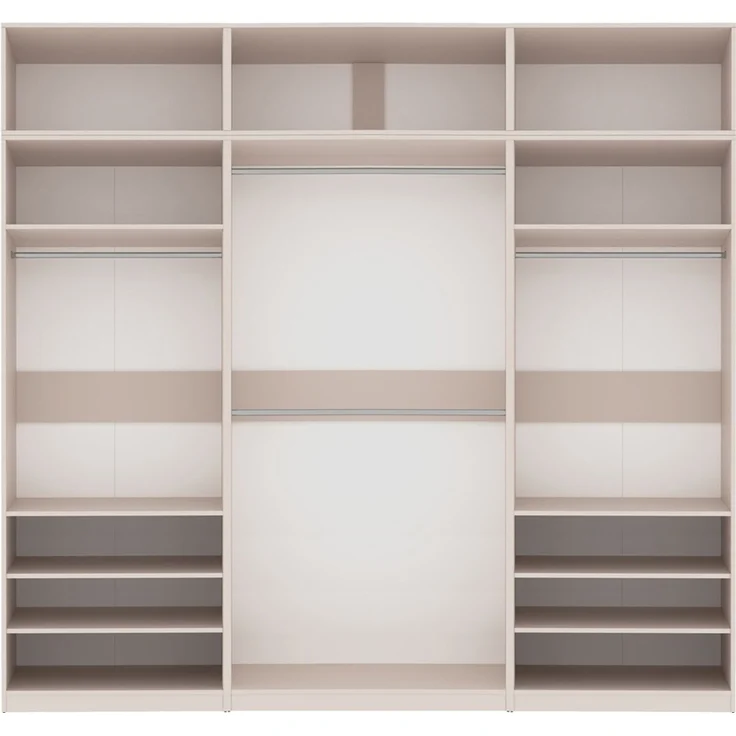 Marmex Möbel Tres Set-O/N Modularer Kleiderschrank mit Regalen und Kleiderstangen, Kleiderschrank-Set für den Garderobenbereich, laminierte Spanplatte, graubeige cashmere 260x246x51 cm – Bild 1
