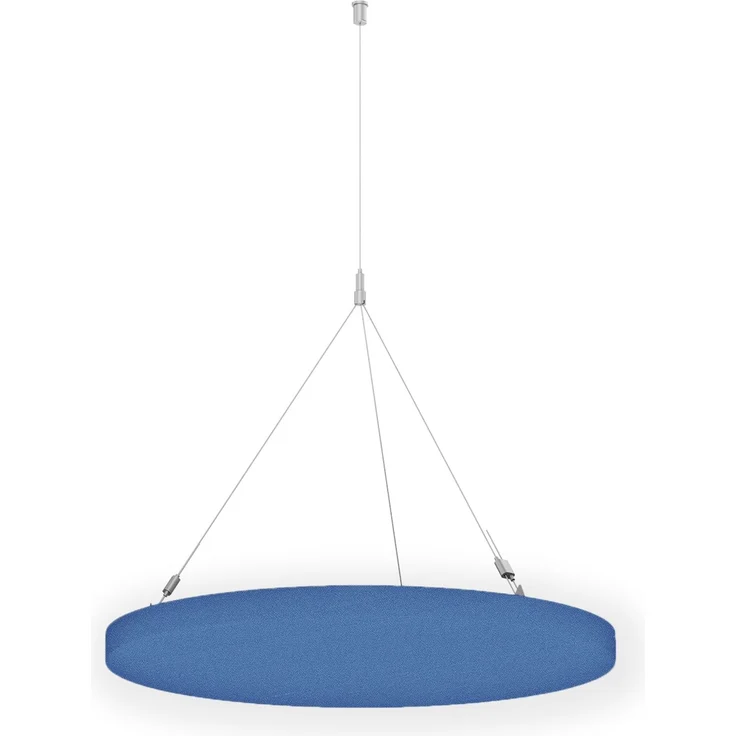 Rheinland Möbel FocusWall DAR07 – Runder Akustik-Deckenabsorber Ø 70 cm in Stofffarbe Bluebell inkl. Chrom-Stahlseilen - Made in Germany - Klasse A, Stoffbezug, schwer entflammbar – Bild 1