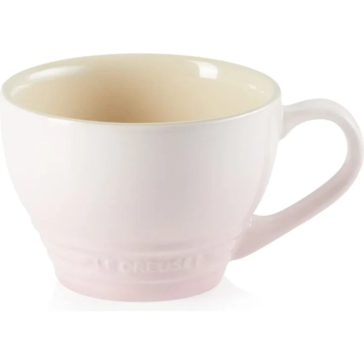 Le Creuset Große Cappuccino Tasse aus Steinzeug, 400 ml, Shell Pink, 70304407770002