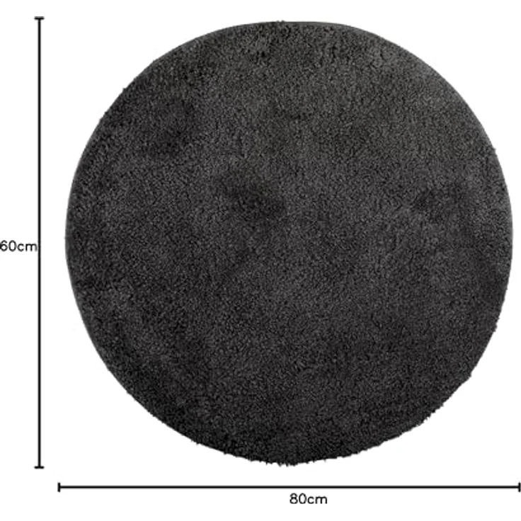 Brandsseller Badematte Rund Ø 60 cm Badteppich Badvorleger Badezimmerteppich Duschvorleger Schwarz – Bild 3