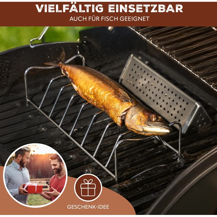 Räucherbox / Edelstahl, ca. 6 x 21 cm / Smokerbox BBQ für Raucharoma – Bild 5