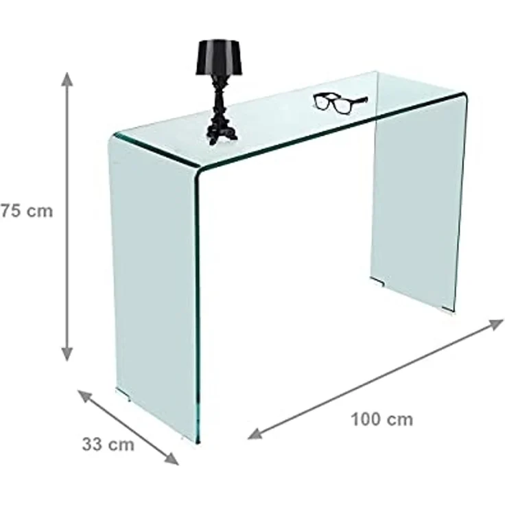 Dmora Konsole aus transparentem gehärtetem Glas, 100 x 75 x 33 cm. – Bild 3