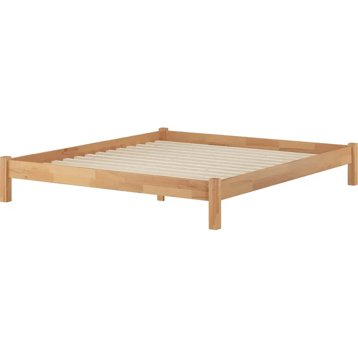 Doppelbett Futonbett ohne Kopfteil 200x200 Buche Massivholz V-60. 84-20 inkl. Rollrost und Matratze