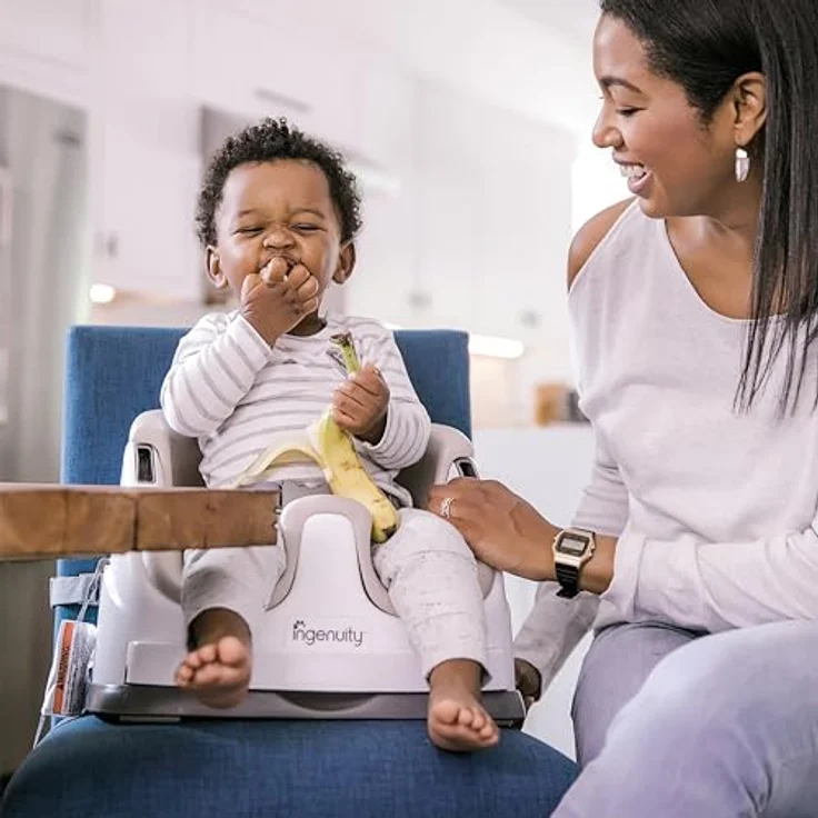 Ingenuity 2 in 1 Sitzerhöhung Stuhl, Babysitzerhöhung & Kleinkindersitz mit abnehmbaren Tablett, Essen & Fütterung Sitz für Kleinkinder, leicht zu reinigen, ideal für unterwegs, Beige, ab 6 Monaten – Bild 16