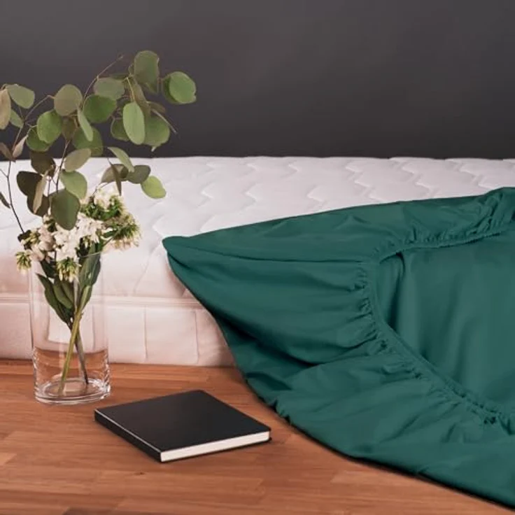 Blumtal® Baumwolle Spannbettlaken für Topper 140x200 cm Basics Jersey im 2er Set - Bettlaken 140x200 cm - Oeko-TEX zertifiziertes Spannbetttuch 140x200 - Topper Spannbettlaken 140x200 - Silver Pine – Bild 4