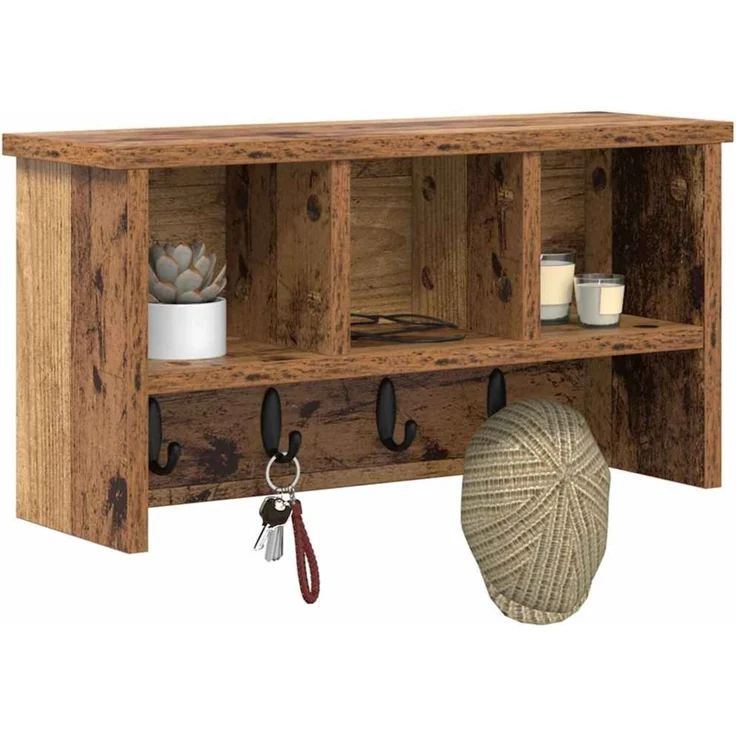 vidaXL Wandmontierter nachttisch Altholz 50 x 16 x 26 cm Holzwerkstoff 874313 – Bild 3