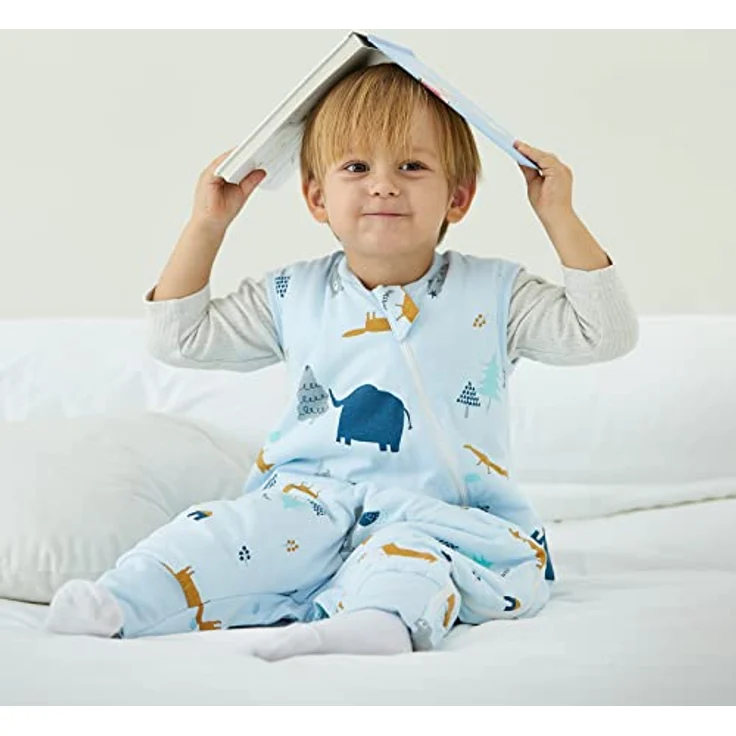 Duomiaomiao Baby Schlafsack, 1x Ganzjahresschlafsack, 2.5tog-elefanten Dschungel, 95cm / Babygröße 100-110cm, 100% Baumwolle – Bild 3