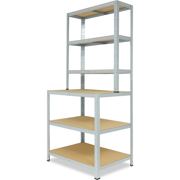 shelfplaza HOME 190x80x60 cm Werkbank Regal in grau-verzinkt mit 6 Böden und 145 kg Traglast pro Boden – Bild 6