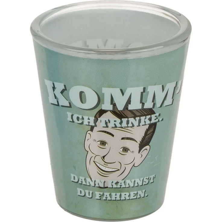 Schnapsglas aus Glas mit Trinkspruch für 60 ml lustiges Shotglas ca. 5 x 6 cm Ich Trinke