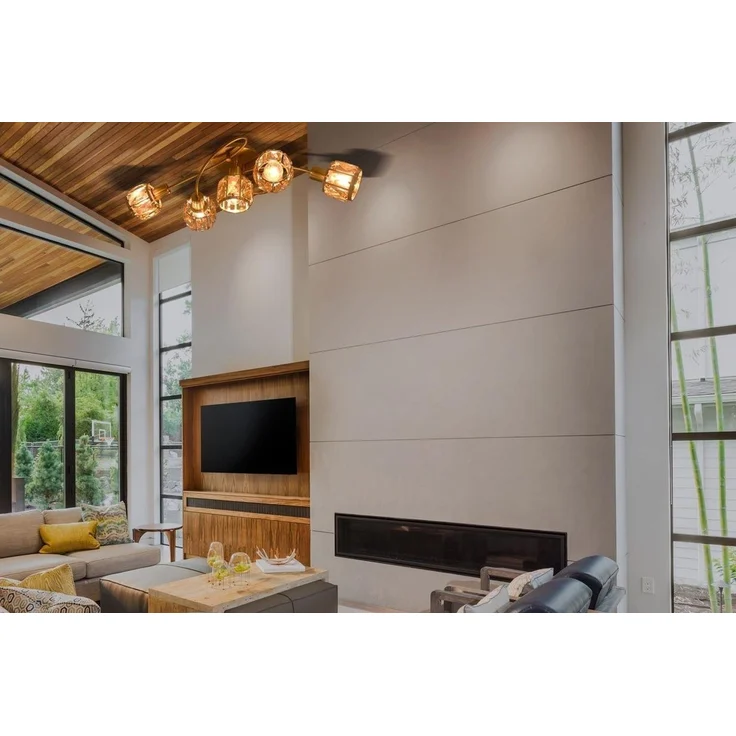 näve LED Deckenleuchte Josefa, LED wechselbar, Warmweiß, 5 flammig Deckenleuchte, 5xE14 max. 40W, Material: Metall(Eisen) Glas – Bild 2