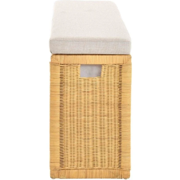 Krines Home Wäschetruhe Breite Sitzbank mit Stauraum Sitztruhe Natur-Rattan Wäschekorb Flur, Sitzbank mit Stauraum – Bild 2