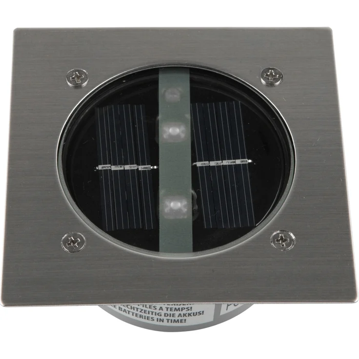 Solar LED Bodeneinbaustrahler 4er SET für Außen, Edelstahl 4-eckig 10x10cm, IP67 – Bild 3