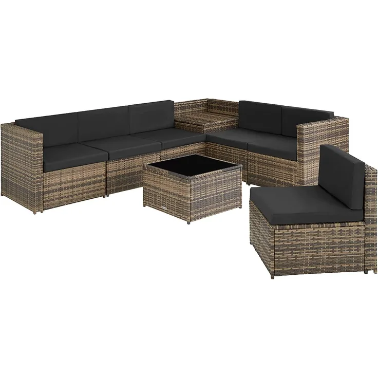 tectake Loungeset Rattan Lounge, (Set, 8-tlg), für 6 Personen