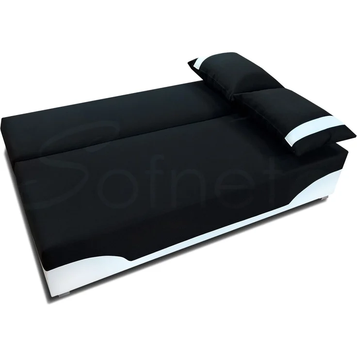 Bettsofa Dario - Klappsofa mit Schlaffunktion und Bettkasten, Schlafsofa, Sofa, Schlafcouch (Schwarz + Weiß (Neo 15 + Dolaro 511)) – Bild 3