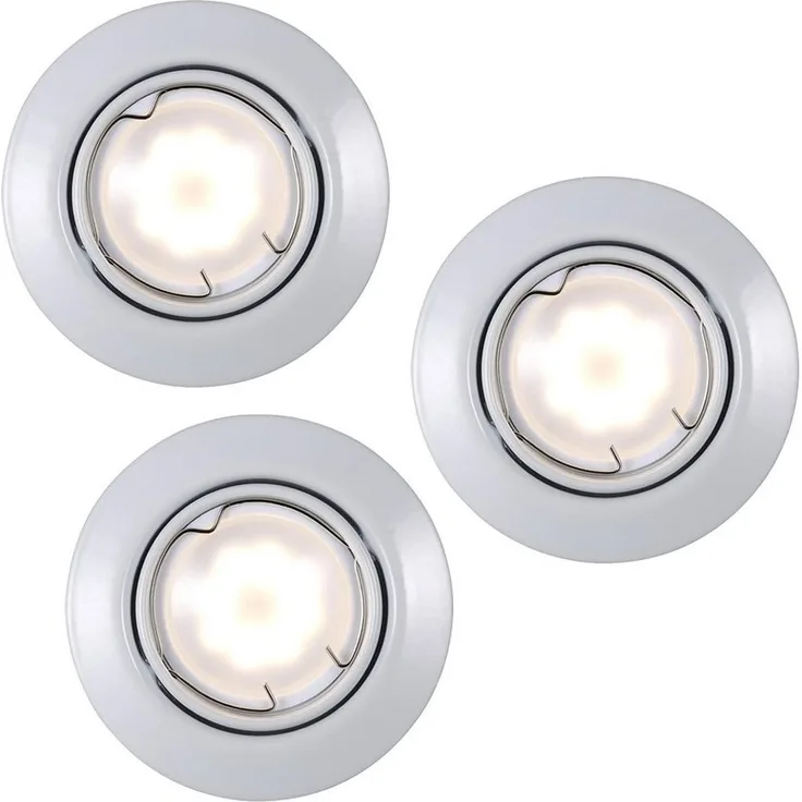 3er Set LED Einbaustrahler, Metall weiß, verstellbar, D 9 cm