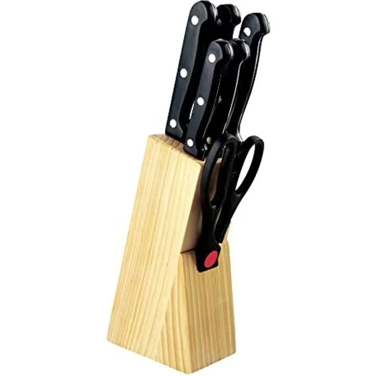 Michelino Holz-Messerblock 7 tlg. Messerset Holzblock 11239 Messerset schwarze Griffe