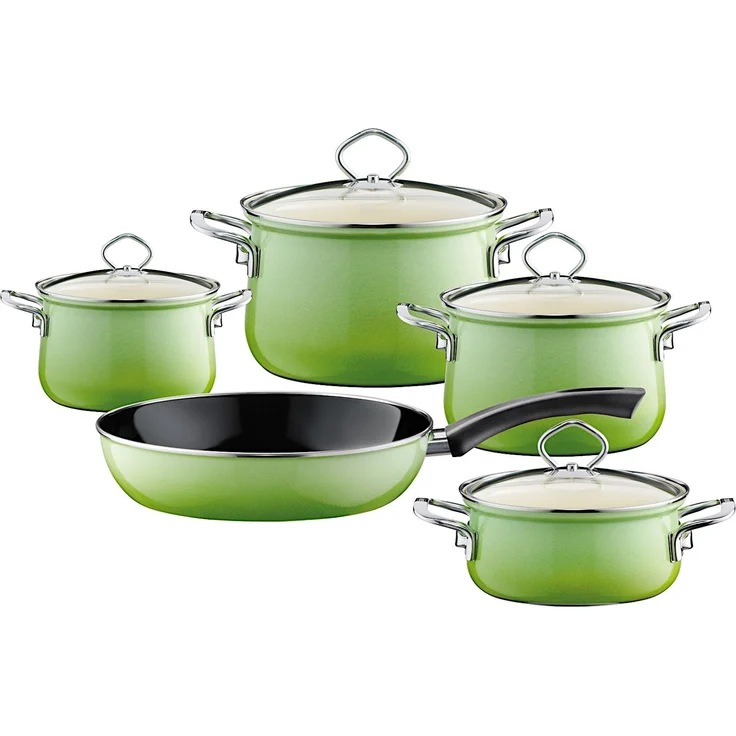 RIESS Topfset 5 teilig smaragd Emaille – Bild 1