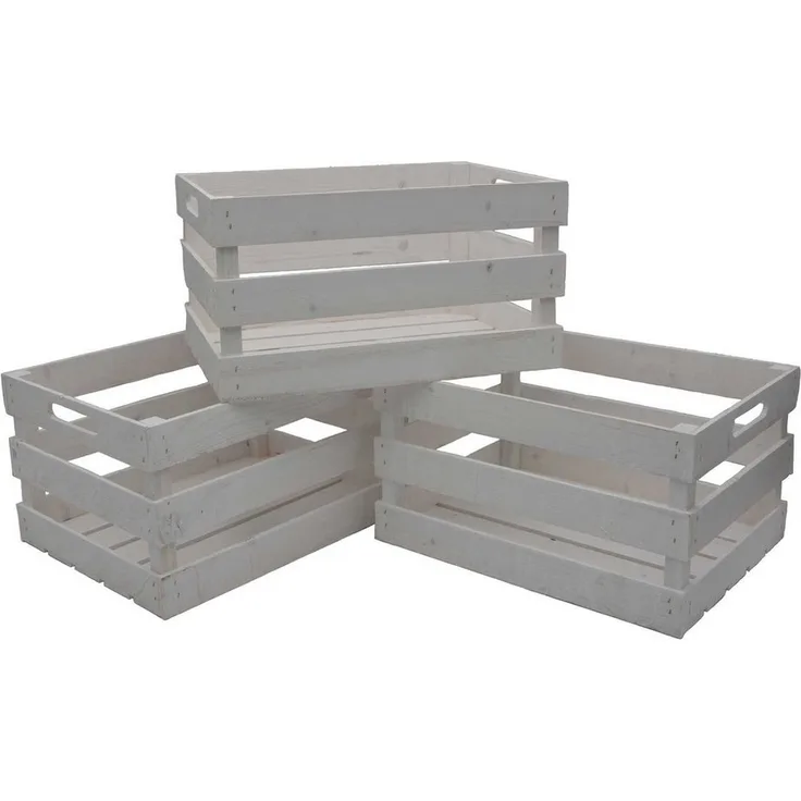 UNUS HOME Dekokiste Holzkiste Weiß 3er Set