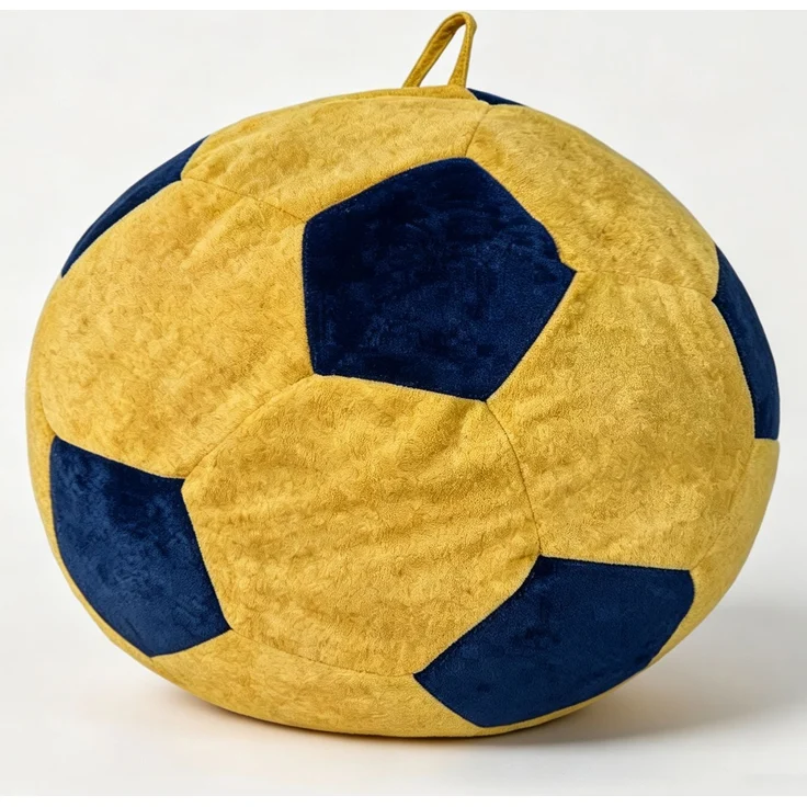 Großer, fußballförmiger Sitzsack, mehrfarbige Ziernähte, bequemes Sofa zum Entspannen im Schlafzimmer, Wohnzimmer oder in der Leseecke, ideal für Erwachsene und Jugendliche – Blau + Gelb – 52 x 43,5 x 31,5 cm – YOUDENOVA – Bild 10