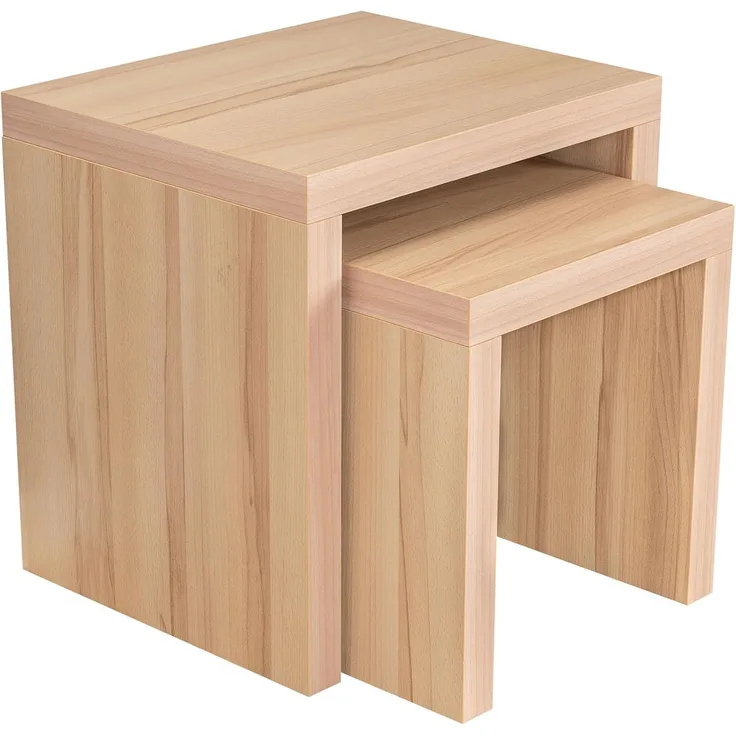 Levandeo® Couchtisch, 2 Satztisch Kernbuche Deutsche Herstellung Couchtisch fest