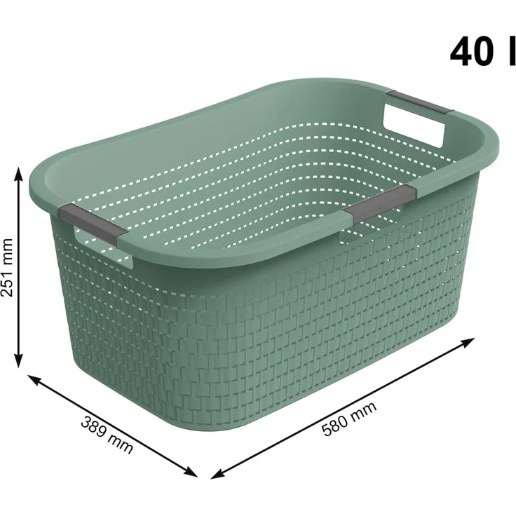 Rotho Wäschekorb Country, 40 l mistletoe grün – Bild 3