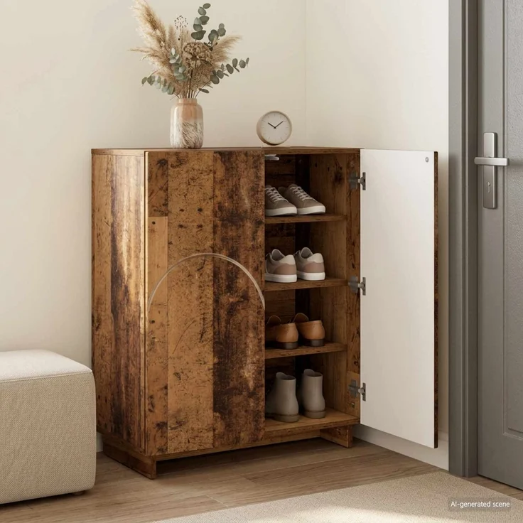 vidaXL Schuhschrank 73 x 38 x 87,5 cm Holzwerkstoff Altholz 8011655 – Bild 1